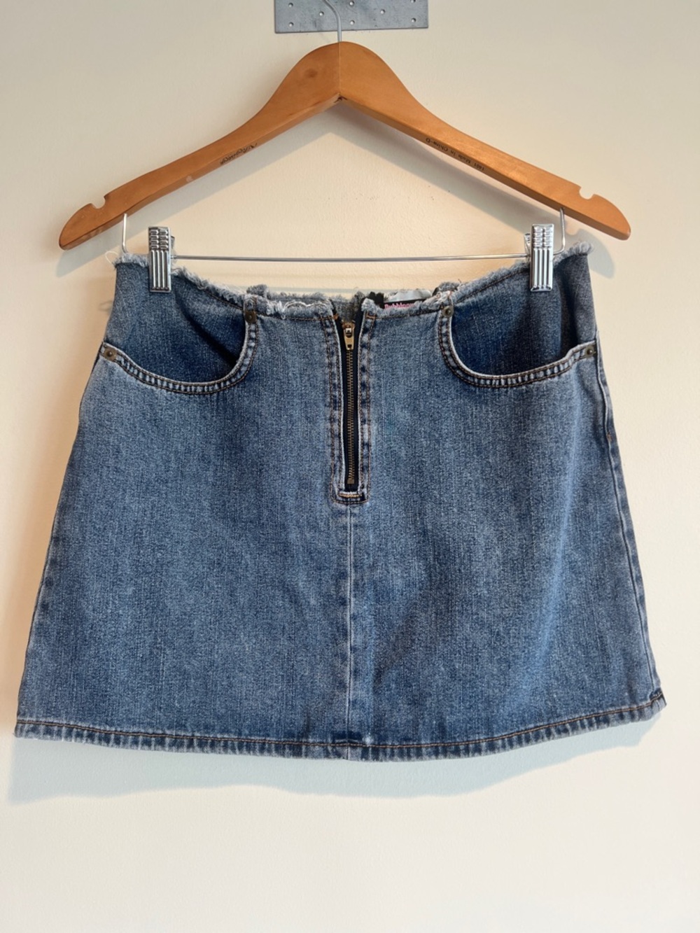Y2K Bubblegum Jean Mini Skirt Sz 5/6 Shorts Zip Cotton Denim USA 90s Beach Indie
